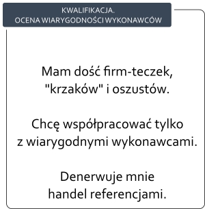 Kwalifikacja. Ocena wiarygodności wykonawców